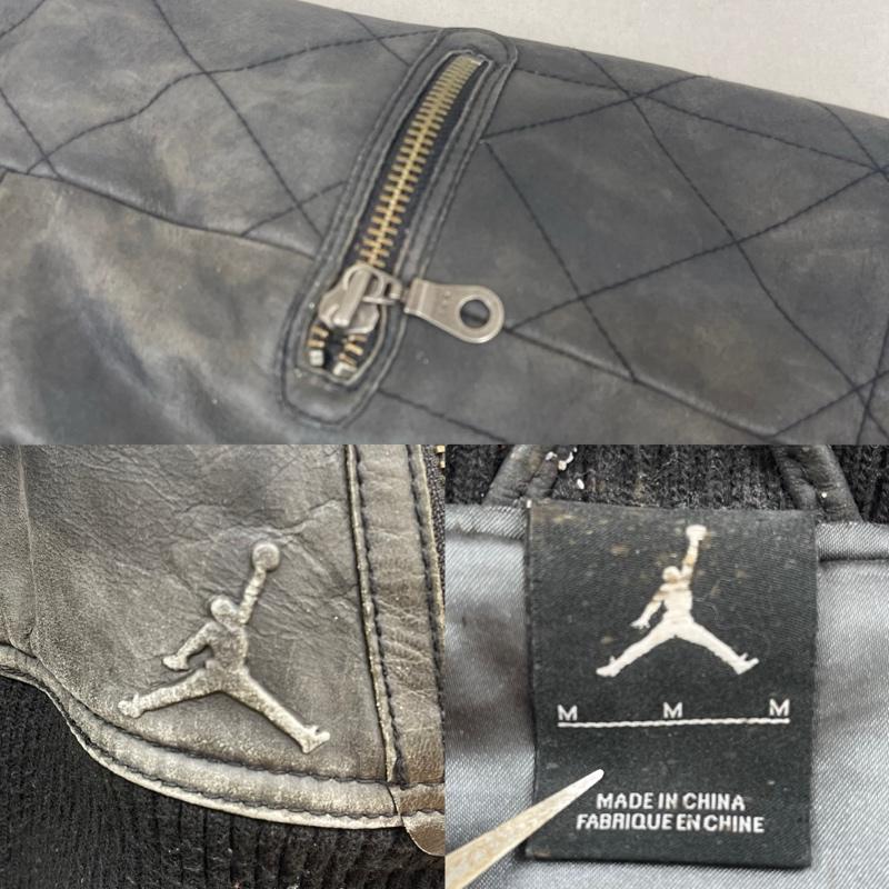 ナイキ NIKE ジャケット、上着 レザージャケット JORDAN BRAND 00s ヴィンテージスタイル リブ レザー ジャケット ブルゾン 黒 / ブラック / black メンズ USED 古着 中古 50167097