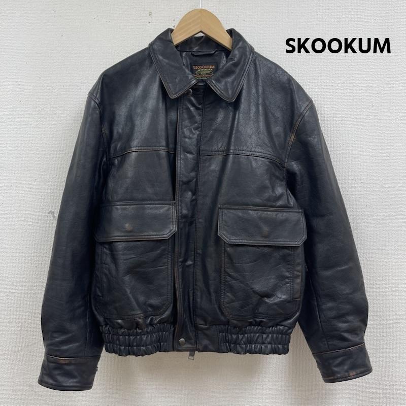 スクーカム SKOOKUM ジャケット、上着 レザージャケット JACKROSE コラボ A-2型 レザーフライト ジャケット レザー ジャケット 3 黒 / ブラック / black メンズ USED 古着 中古 50167099