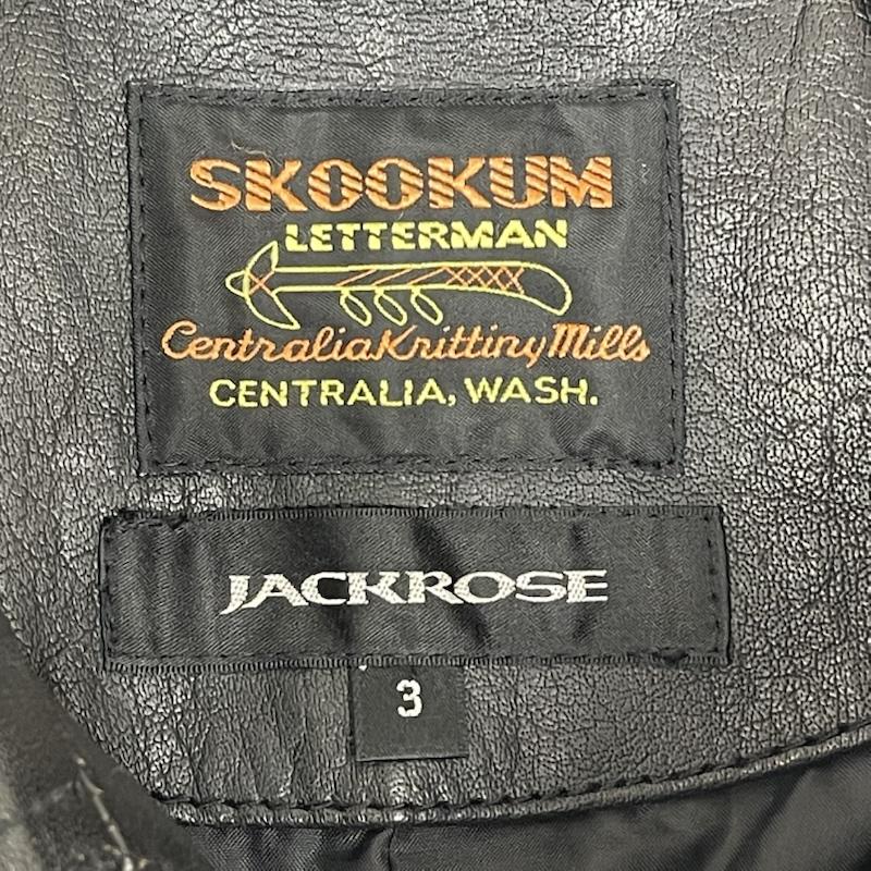 スクーカム SKOOKUM ジャケット、上着 レザージャケット JACKROSE コラボ A-2型 レザーフライト ジャケット レザー ジャケット 3 黒 / ブラック / black メンズ USED 古着 中古 50167099