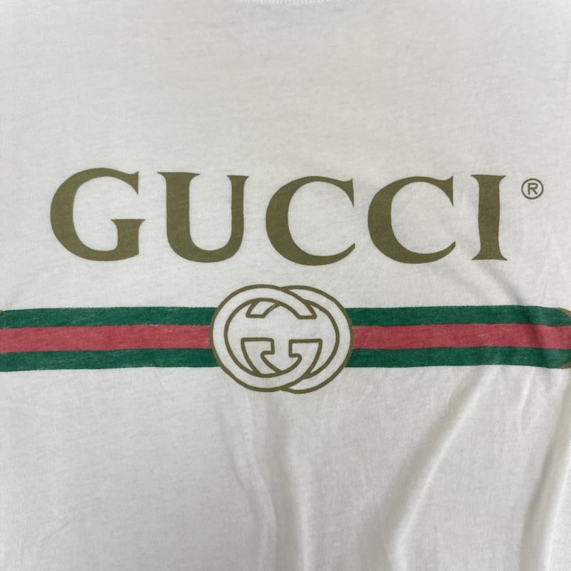 グッチ GUCCI Tシャツ 半袖 イタリア製 ロゴ ウォッシュド オーバーサイズ Tシャツ 440103-x3f05 白 / ホワイト / white メンズ USED 古着 中古 50167100