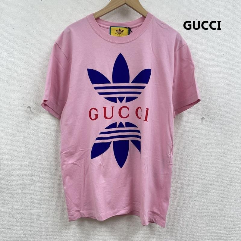 グッチ GUCCI Tシャツ 半袖 adidas コラボ cotton jersey t-shirt ロゴ プリント Tシャツ タグ付き 548334 xjemj S 桃 / ピンク / pink メンズ USED 古着 中古 50167102
