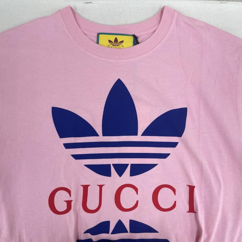 グッチ GUCCI Tシャツ 半袖 adidas コラボ cotton jersey t-shirt ロゴ プリント Tシャツ タグ付き 548334 xjemj S 桃 / ピンク / pink メンズ USED 古着 中古 50167102