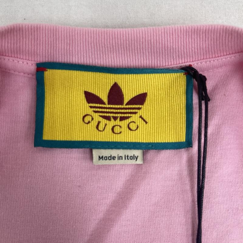 グッチ GUCCI Tシャツ 半袖 adidas コラボ cotton jersey t-shirt ロゴ プリント Tシャツ タグ付き 548334 xjemj S 桃 / ピンク / pink メンズ USED 古着 中古 50167102
