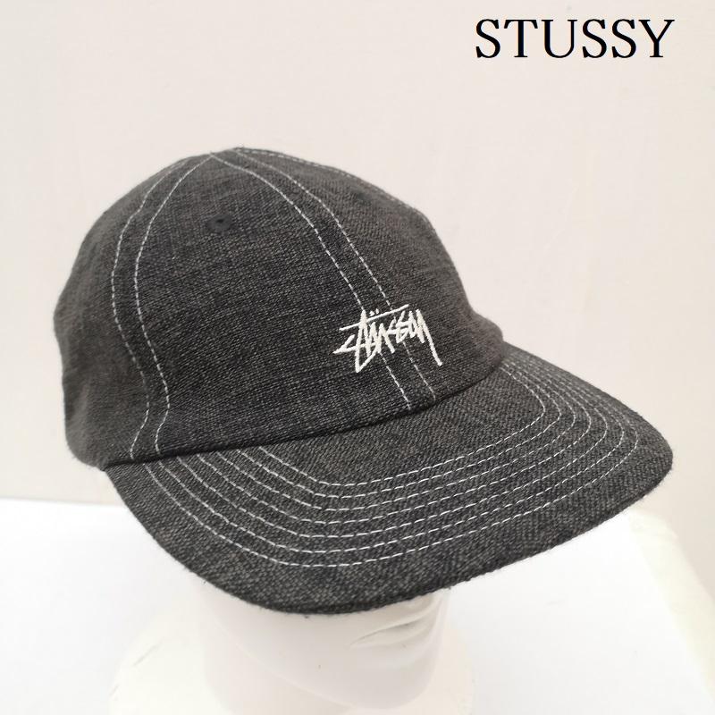 ステューシー STUSSY 帽子 キャップ ブラック デニム 刺繍 ロゴ キャップ - 黒 / ブラック / black メンズ USED 古着 中古 50167109