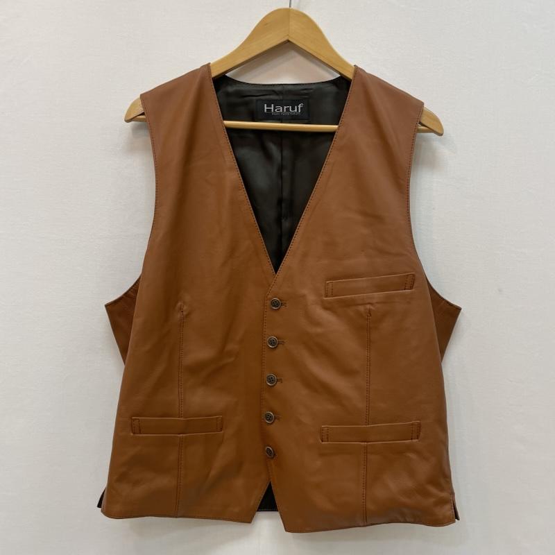ハルフ Haruf ベスト ベスト ゴートレザー ベスト ジレ やぎ革 3L 無地 キャメル / キャメル / メンズ USED 古着 中古 50167110