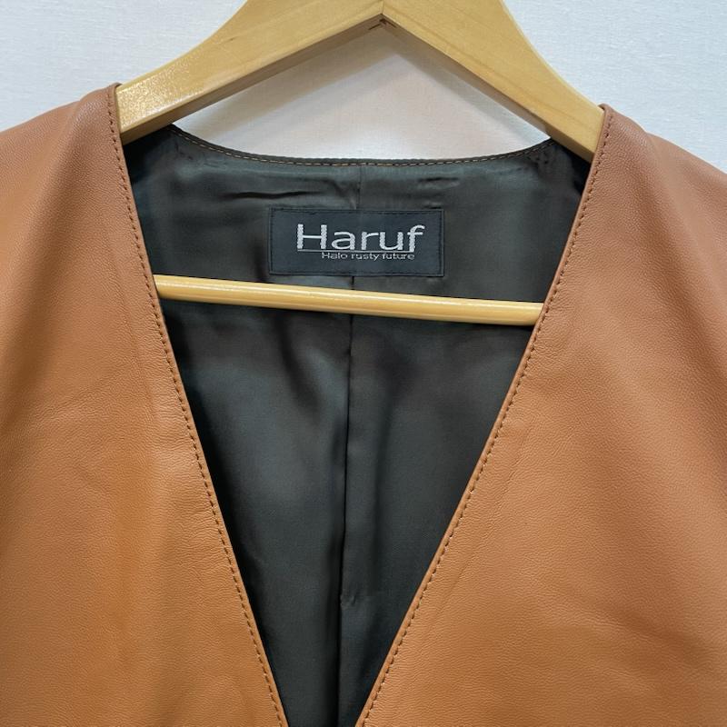 ハルフ Haruf ベスト ベスト ゴートレザー ベスト ジレ やぎ革 3L 無地 キャメル / キャメル / メンズ USED 古着 中古 50167110