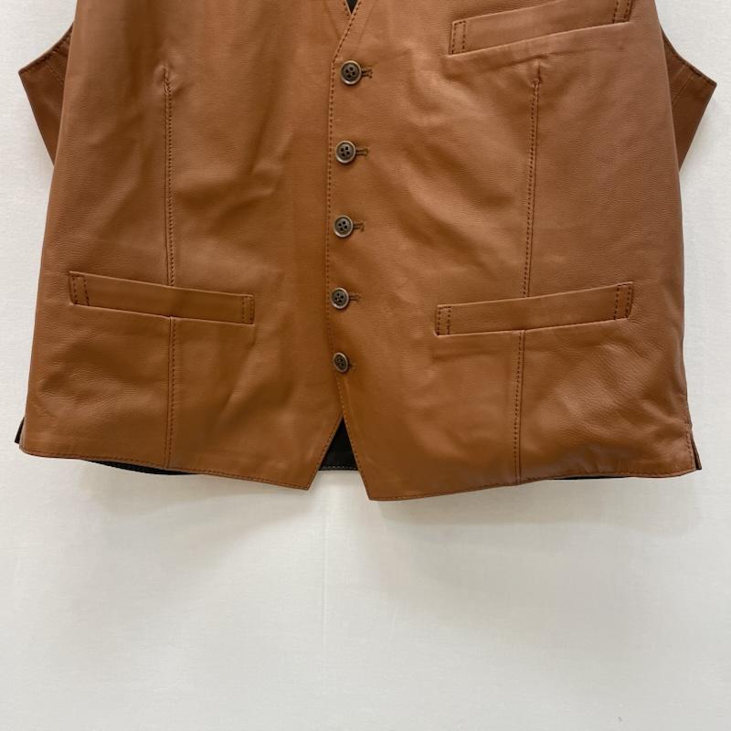 ハルフ Haruf ベスト ベスト ゴートレザー ベスト ジレ やぎ革 3L 無地 キャメル / キャメル / メンズ USED 古着 中古 50167110