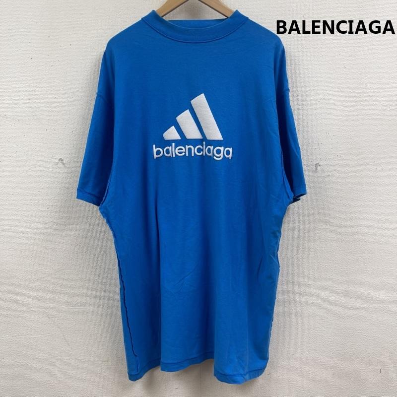 バレンシアガ BALENCIAGA Tシャツ 半袖 adidas コラボ ロゴ刺繍 オーバーサイズ Tシャツ カットソー 青 / ブルー / blue メンズ USED 古着 中古 50167111