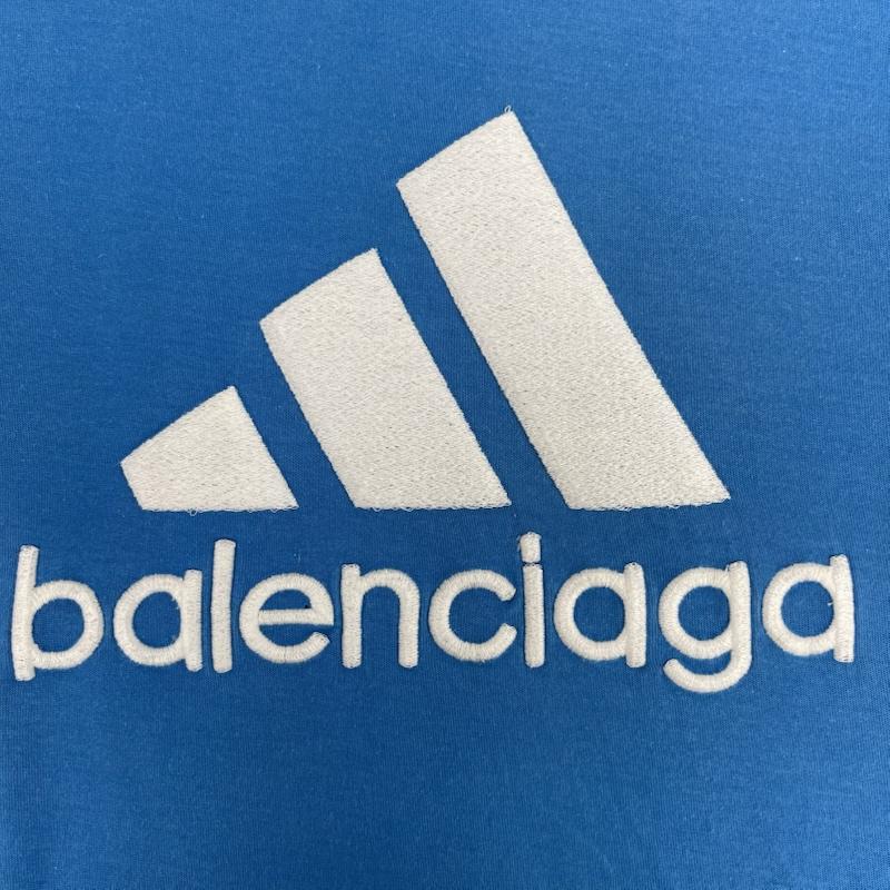 バレンシアガ BALENCIAGA Tシャツ 半袖 adidas コラボ ロゴ刺繍 オーバーサイズ Tシャツ カットソー 青 / ブルー / blue メンズ USED 古着 中古 50167111