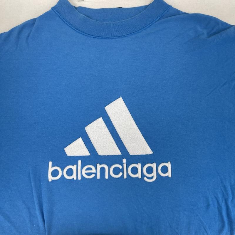 バレンシアガ BALENCIAGA Tシャツ 半袖 adidas コラボ ロゴ刺繍 オーバーサイズ Tシャツ カットソー 青 / ブルー / blue メンズ USED 古着 中古 50167111