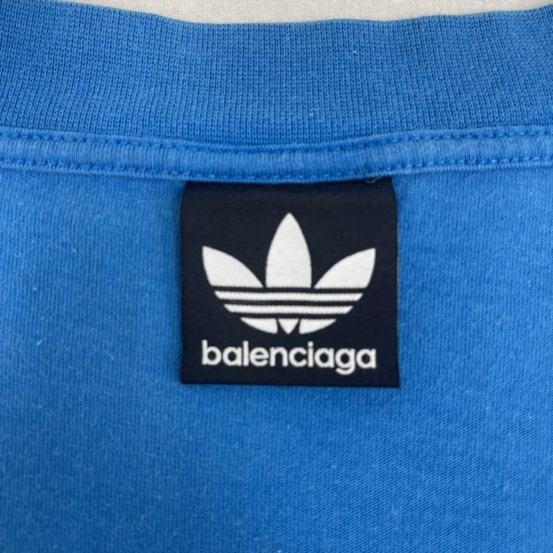 バレンシアガ BALENCIAGA Tシャツ 半袖 adidas コラボ ロゴ刺繍 オーバーサイズ Tシャツ カットソー 青 / ブルー / blue メンズ USED 古着 中古 50167111