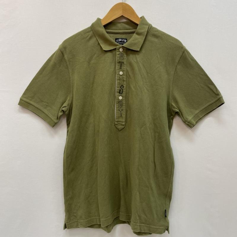 ステューシー STUSSY ポロシャツ 半袖 00s クレイジーフォントロゴ ポロシャツ M カーキ / カーキ / khaki メンズ USED 古着 中古 50167112