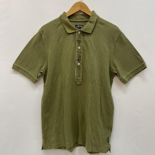 ステューシー STUSSY ポロシャツ 半袖 00s クレイジーフォントロゴ ポロシャツ M カーキ / カーキ / khaki メンズ USED 古着 中古 50167112