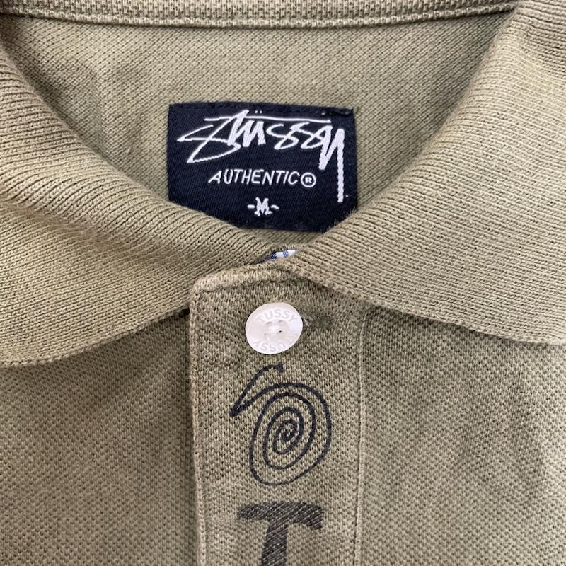 ステューシー STUSSY ポロシャツ 半袖 00s クレイジーフォントロゴ ポロシャツ M カーキ / カーキ / khaki メンズ USED 古着 中古 50167112