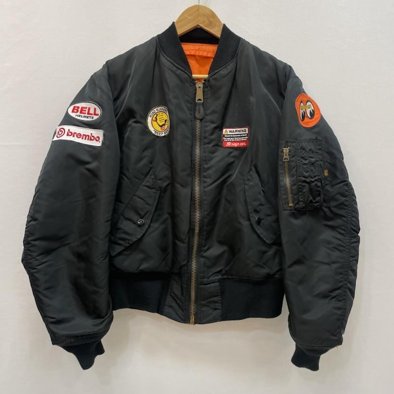 アルファ インダストリー Alpha Industries ジャケット、上着 ジャンパー、ブルゾン 90s USA製 MA-1 フライト ジャケット ワッペンカスタム S 無地 黒 / ブラック / black メンズ USED 古着 中古 50167114