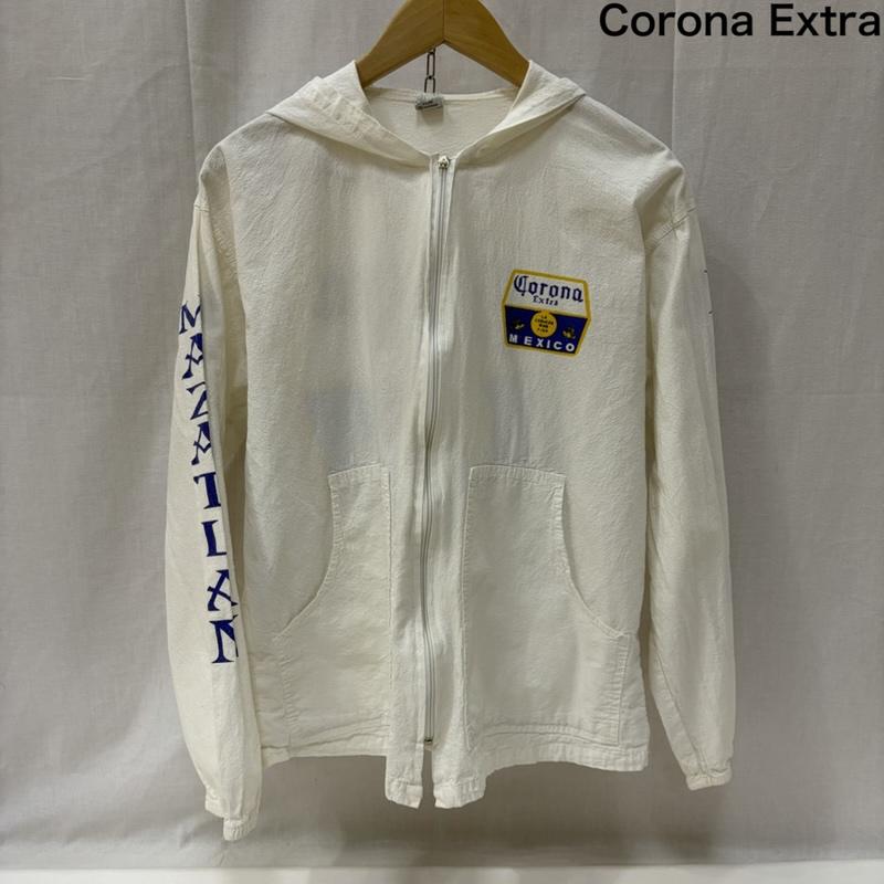 古着 USED パーカー 長袖 CORONA Extra ビール DRINK BEER 90s ジップアップコットンパーカー made in mexiico - ロゴ、文字 白 / ホワイト / white X 青 / ブルー / blue X 黄 / イエロー / yellow メンズ USED 古着 中古 50167115