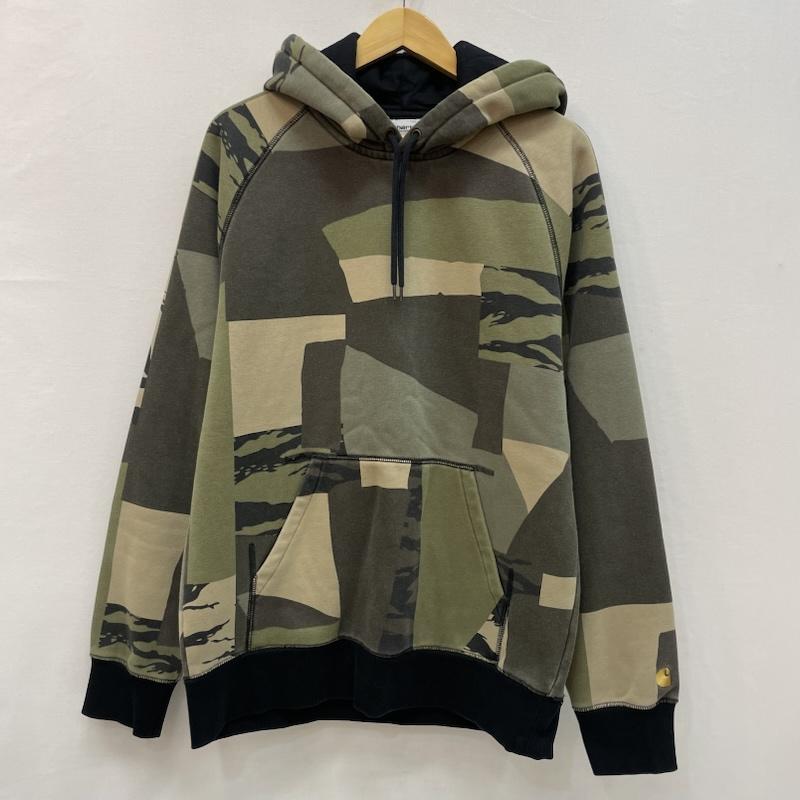 カーハート ダブリューアイピー Carhartt WIP パーカー 長袖 迷彩柄 フーデッド チェイス スウェット パーカー プルオーバー M カモフラージュ柄・迷彩 カーキ / カーキ / khaki X 緑 / グリーン / green メンズ USED 古着 中古 50167134