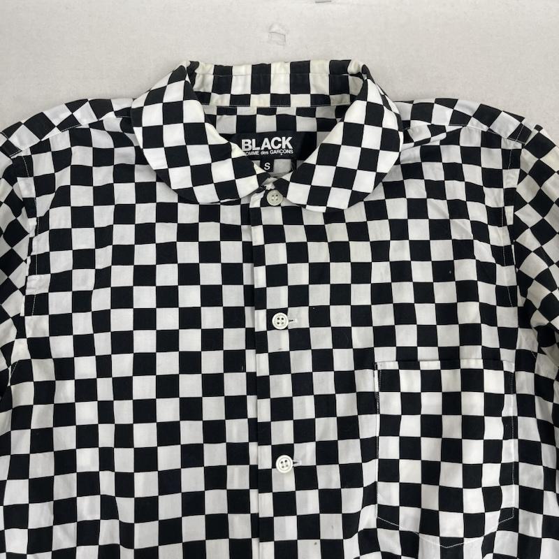 ブラックコムデギャルソン BLACK COMME des GARCONS シャツ、ブラウス 長袖 日本製 丸襟 チェッカー柄 裾ブリーチ加工 シャツ 1F-B025 S マルチカラー / マルチカラー / multicolor メンズ USED 古着 中古 50167136