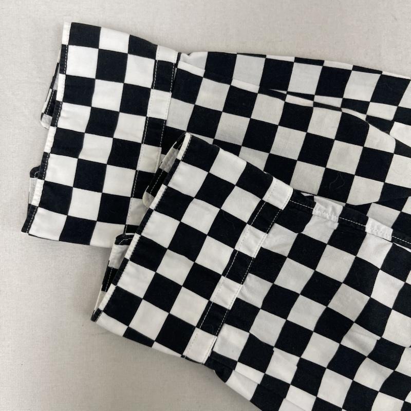 ブラックコムデギャルソン BLACK COMME des GARCONS シャツ、ブラウス 長袖 日本製 丸襟 チェッカー柄 裾ブリーチ加工 シャツ 1F-B025 S マルチカラー / マルチカラー / multicolor メンズ USED 古着 中古 50167136