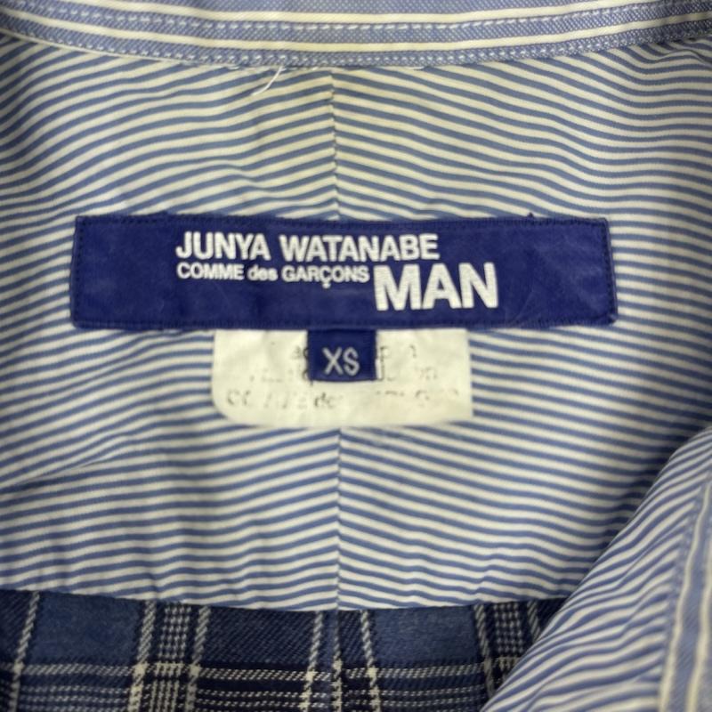 ジュンヤワタナベマン JUNYA WATANABE MAN シャツ、ブラウス 長袖 18aw 日本製 綿ストライプ 綿ネルチェック 長袖 リフレクター シャツ WB-B008 XS 水色 / ライトブルー / メンズ USED 古着 中古 50167139