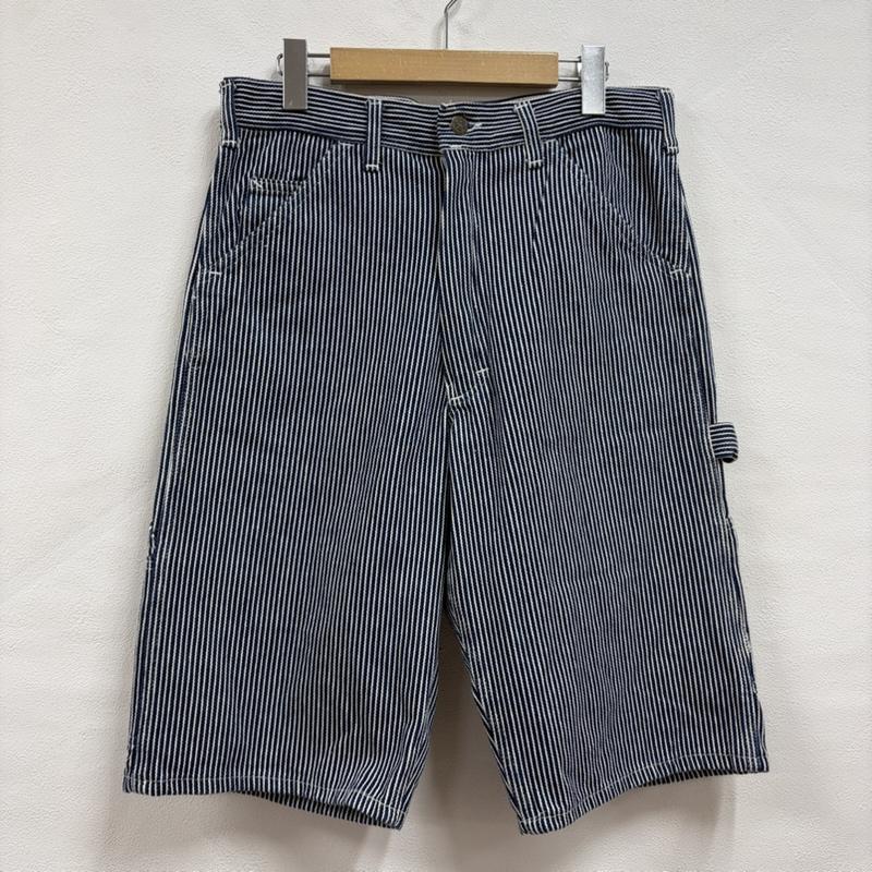 スタンレイ Stan Ray パンツ ショートパンツ ヒッコリー デニム ペインター ワーク カーゴ ショート ハーフ パンツ USA製 ヴィンテージ - ストライプ X ワンポイント X ロゴ、文字 インディゴ / インディゴ / Indigo X 白 / ホワイト / white メンズ USED 古着 中古 50167152