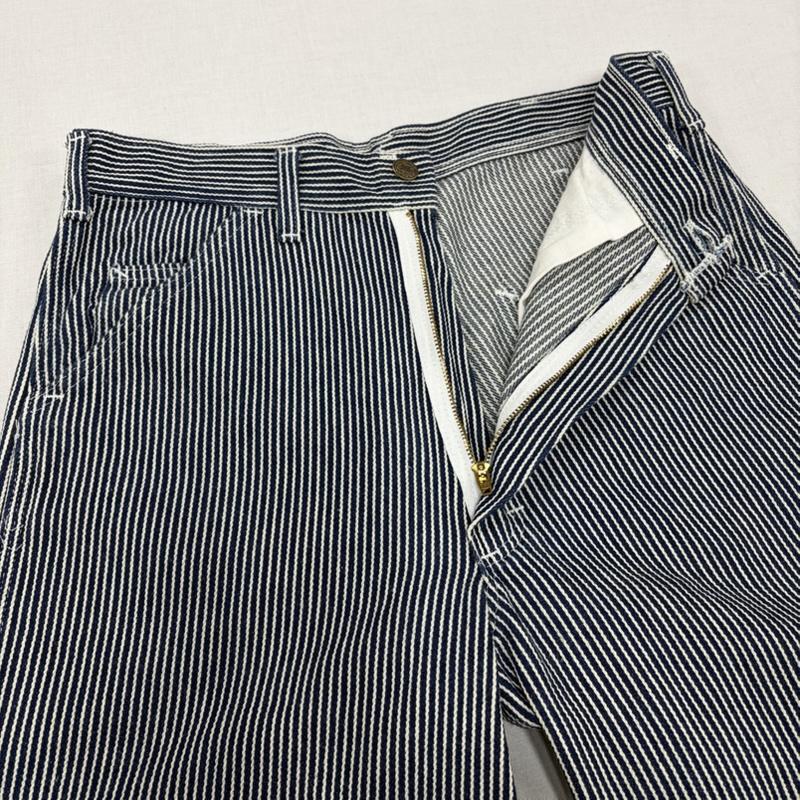 スタンレイ Stan Ray パンツ ショートパンツ ヒッコリー デニム ペインター ワーク カーゴ ショート ハーフ パンツ USA製 ヴィンテージ - ストライプ X ワンポイント X ロゴ、文字 インディゴ / インディゴ / Indigo X 白 / ホワイト / white メンズ USED 古着 中古 50167152