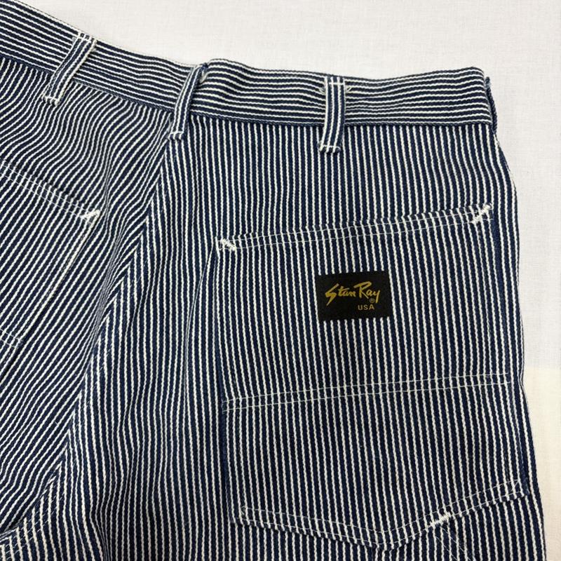 スタンレイ Stan Ray パンツ ショートパンツ ヒッコリー デニム ペインター ワーク カーゴ ショート ハーフ パンツ USA製 ヴィンテージ - ストライプ X ワンポイント X ロゴ、文字 インディゴ / インディゴ / Indigo X 白 / ホワイト / white メンズ USED 古着 中古 50167152