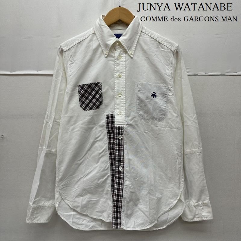 ジュンヤワタナベマン JUNYA WATANABE MAN シャツ、ブラウス 長袖 08AW BROOKS BROTHERS チェック パッチワーク BD シャツ WB-B036 XS 白 / ホワイト / white メンズ USED 古着 中古 50167156