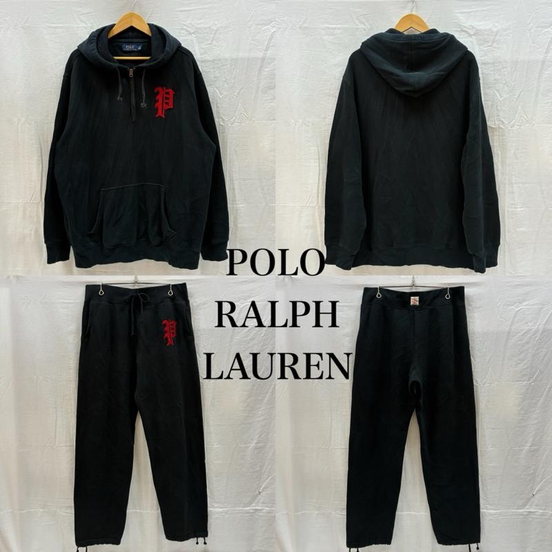 ポロラルフローレン POLO RALPH LAUREN パーカー 長袖 Pロゴ フェルト ワッペン ハーフジップ パーカー スウェット パンツ セットアップ XL メンズ USED 古着 中古 50167160