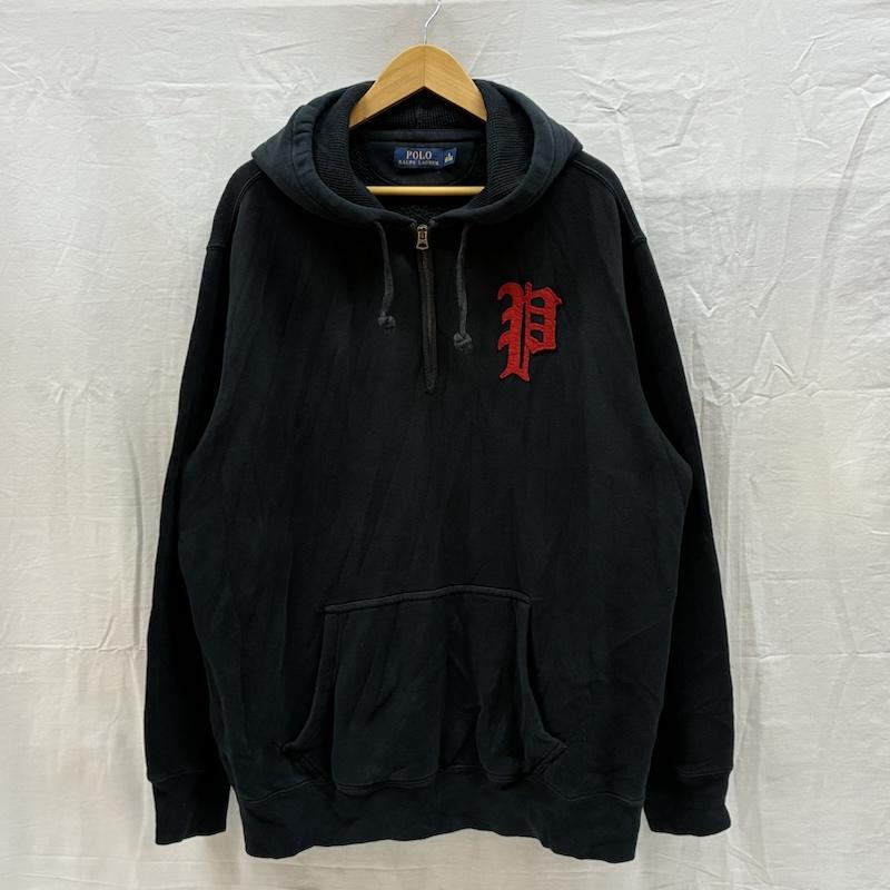 ポロラルフローレン POLO RALPH LAUREN パーカー 長袖 Pロゴ フェルト ワッペン ハーフジップ パーカー スウェット パンツ セットアップ XL メンズ USED 古着 中古 50167160