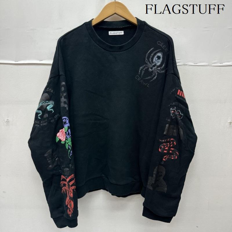 フラグスタフ FLAGSTUFF トレーナー 長袖 TATTOO SWEAT タトゥー プリント クルーネック スウェット 19SS-5th-FS-01 M 黒 / ブラック / black メンズ USED 古着 中古 50167161