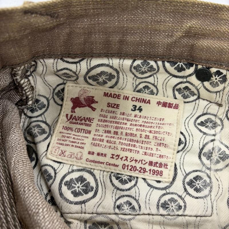 エヴィス EVISU パンツ ワークパンツ、ペインターパンツ YAMANE ヤマネ カモメ ロゴ 刺繍 シンチバック デニム ジーンズ ゴルフ パンツ 34 ロゴ、文字 X 刺繍 茶 / ブラウン / brown メンズ USED 古着 中古 50167162
