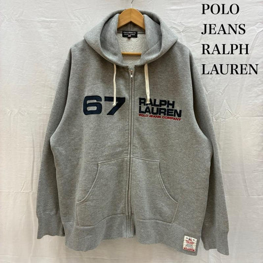 ポロジーンズカンパニー POLO JEANS COMPANY パーカー 長袖 RALPH LAUREN ナンバリング ロゴ 刺繍 スウェット ジップアップ パーカー L メンズ USED 古着 中古 50167164