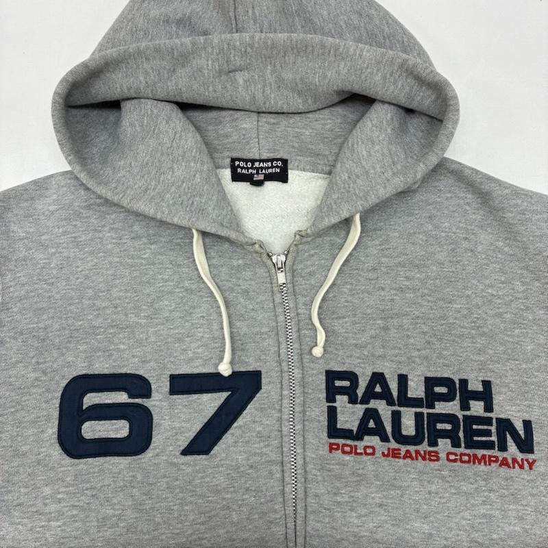 ポロジーンズカンパニー POLO JEANS COMPANY パーカー 長袖 RALPH LAUREN ナンバリング ロゴ 刺繍 スウェット ジップアップ パーカー L メンズ USED 古着 中古 50167164