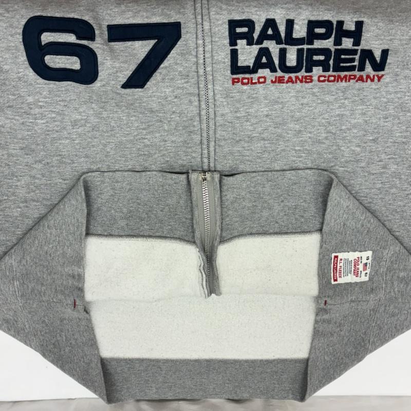 ポロジーンズカンパニー POLO JEANS COMPANY パーカー 長袖 RALPH LAUREN ナンバリング ロゴ 刺繍 スウェット ジップアップ パーカー L メンズ USED 古着 中古 50167164