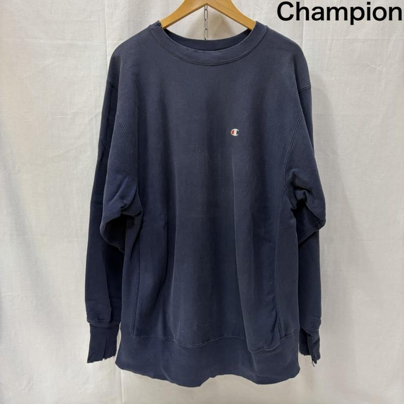 チャンピオン Champion トレーナー 長袖 リバースウィーブ 90s ワンポイントロゴ Cロゴ 目あり XL 無地 X ワンポイント 紺 / ネイビー / navy メンズ USED 古着 中古 50167169