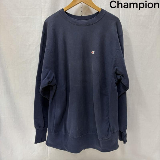 チャンピオン Champion トレーナー 長袖 リバースウィーブ 90s ワンポイントロゴ Cロゴ 目あり XL 無地 X ワンポイント 紺 / ネイビー / navy メンズ USED 古着 中古 50167169