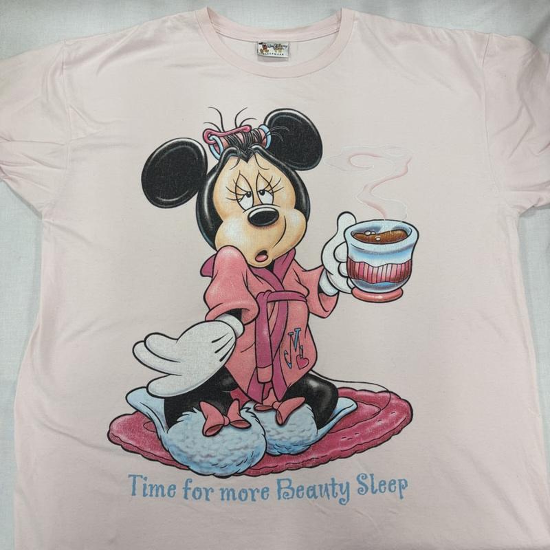 ディズニー Disney Tシャツ 半袖 90s vintage ヴィンテージ ミニーマウス プリント Tシャツ SLEEP WEAR ベビーピンク オーバーサイズ ワンピース one キャラクター X プリント 桃 / ピンク / pink レディース USED 古着 中古 50167174