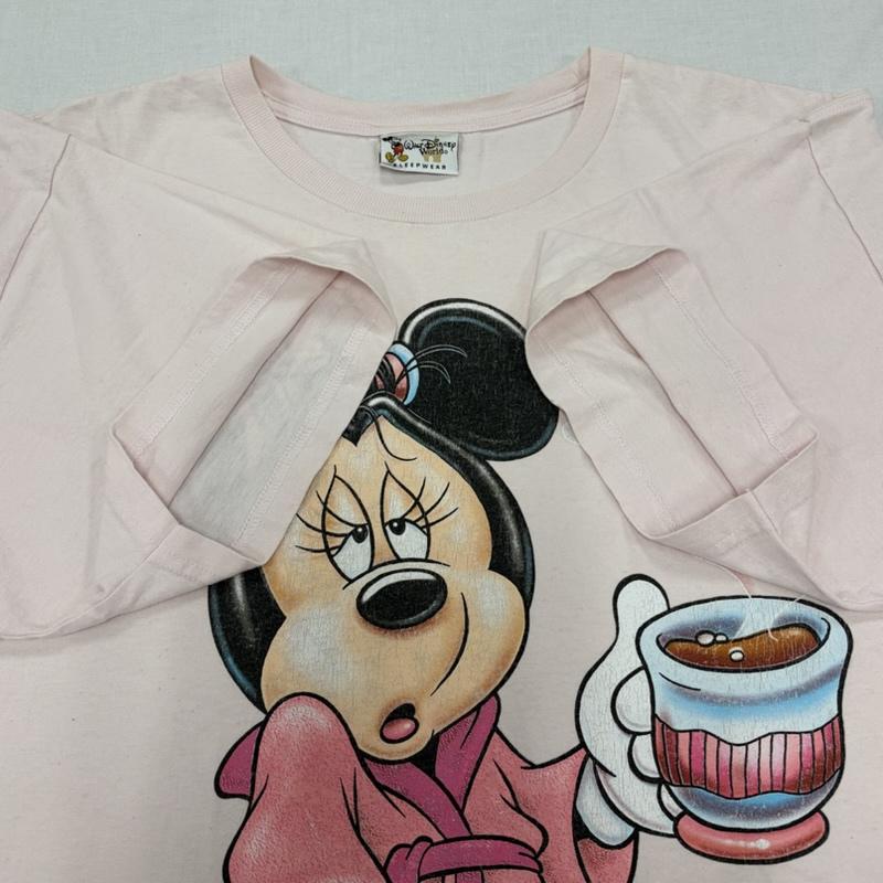 ディズニー Disney Tシャツ 半袖 90s vintage ヴィンテージ ミニーマウス プリント Tシャツ SLEEP WEAR ベビーピンク オーバーサイズ ワンピース one キャラクター X プリント 桃 / ピンク / pink レディース USED 古着 中古 50167174