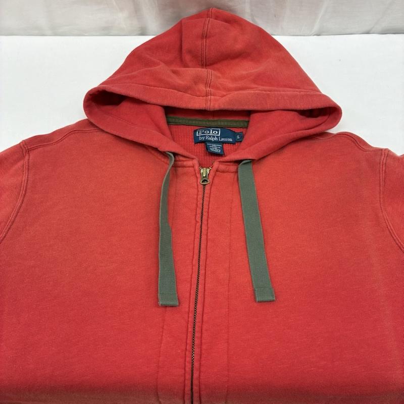 ポロバイラルフローレン Polo by RALPH LAUREN パーカー 長袖 サーマル ライナー ロゴ ワッペン ステンシル プリント ヴィンテージ加工 ジップアップ パーカー L メンズ USED 古着 中古 50167175