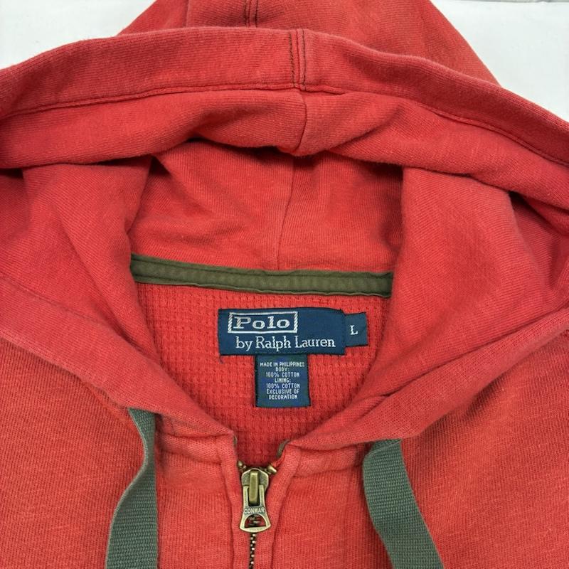 ポロバイラルフローレン Polo by RALPH LAUREN パーカー 長袖 サーマル ライナー ロゴ ワッペン ステンシル プリント ヴィンテージ加工 ジップアップ パーカー L メンズ USED 古着 中古 50167175