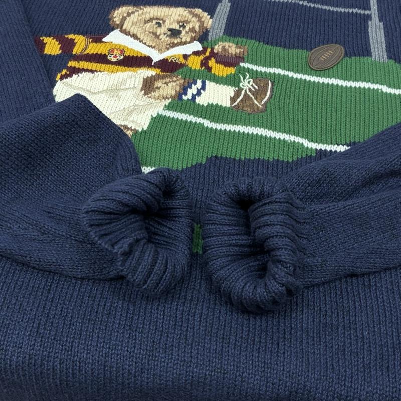 ポロラルフローレン POLO RALPH LAUREN ニット、セーター 長袖 ポロベア ラグビー 刺繍 コットン リネン クルーネック ニット セーター XL メンズ USED 古着 中古 50167176