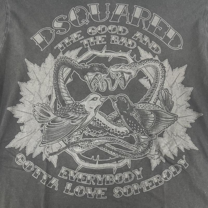 ディースクエアード DSQUARED2 Tシャツ 半袖 イタリア製 フロント グラフィック Tシャツ カットソー S 黒 / ブラック / black メンズ USED 古着 中古 50167178