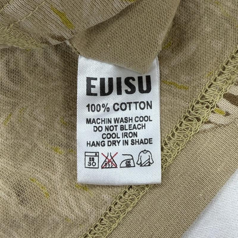 エヴィス EVISU Tシャツ 七分袖 タイガー プリント 総柄 七分袖 Tシャツ カットソー 38 総柄 X プリント ベージュ / ベージュ / beige X 茶 / ブラウン / brown メンズ USED 古着 中古 50167179