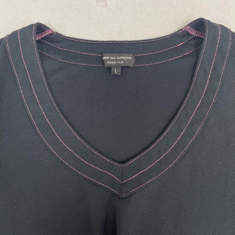 コムデギャルソンオムプリュス COMME des GARCONS HommePlus Tシャツ 半袖 ステッチ デザイン 半袖 Vネック Tシャツ カットソー L 黒 / ブラック / black メンズ USED 古着 中古 50167180