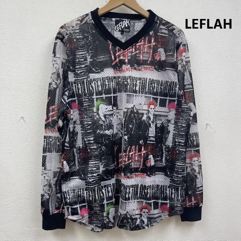 レフラー LEFLAH Tシャツ 長袖 メッシュ素材 総柄 デザイン 長袖 カットソー ロンT L マルチカラー / マルチカラー / multicolor メンズ USED 古着 中古 50167182