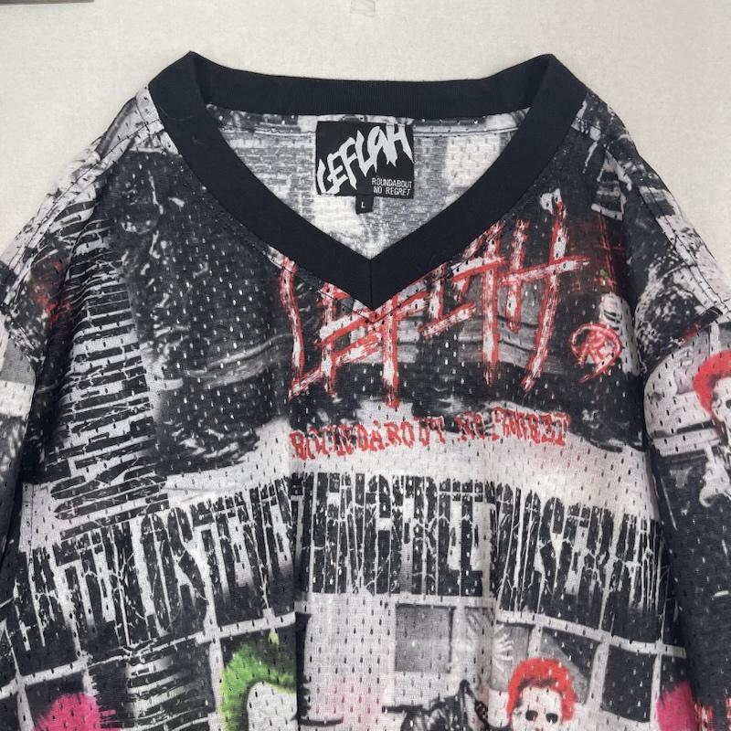 レフラー LEFLAH Tシャツ 長袖 メッシュ素材 総柄 デザイン 長袖 カットソー ロンT L マルチカラー / マルチカラー / multicolor メンズ USED 古着 中古 50167182