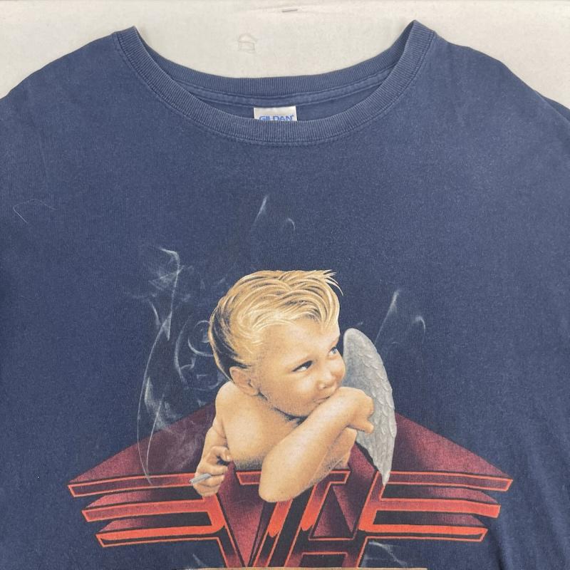 ギルダン GILDAN Tシャツ 長袖 Van Halen Smoking Cherub デザイン バンド Tシャツ カットソー XXL 紺 / ネイビー / navy メンズ USED 古着 中古 50167184