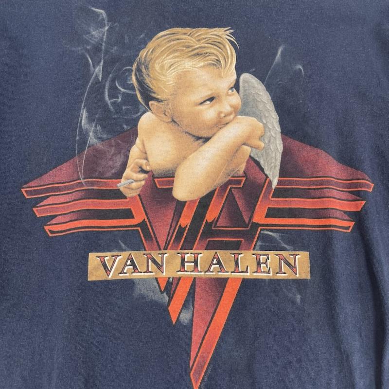ギルダン GILDAN Tシャツ 長袖 Van Halen Smoking Cherub デザイン バンド Tシャツ カットソー XXL 紺 / ネイビー / navy メンズ USED 古着 中古 50167184