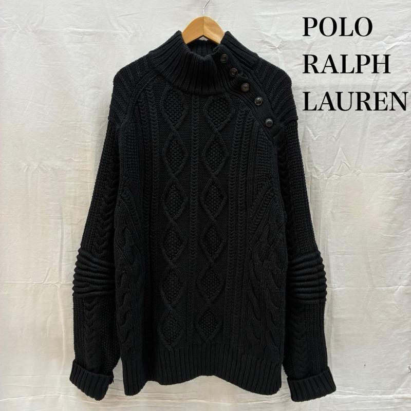 ポロラルフローレン POLO RALPH LAUREN ニット、セーター 長袖 ドクターネック サドルショルダー ウール ケーブル ハイネック ニット セーター XL メンズ USED 古着 中古 50167188